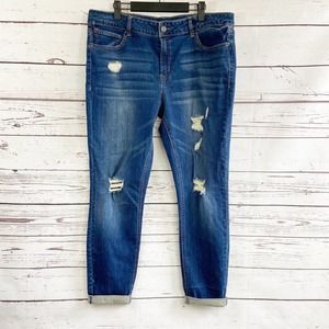 Refuge 16 Distressed Mid Rise Slim Leg Dark Wash Denim Jeans